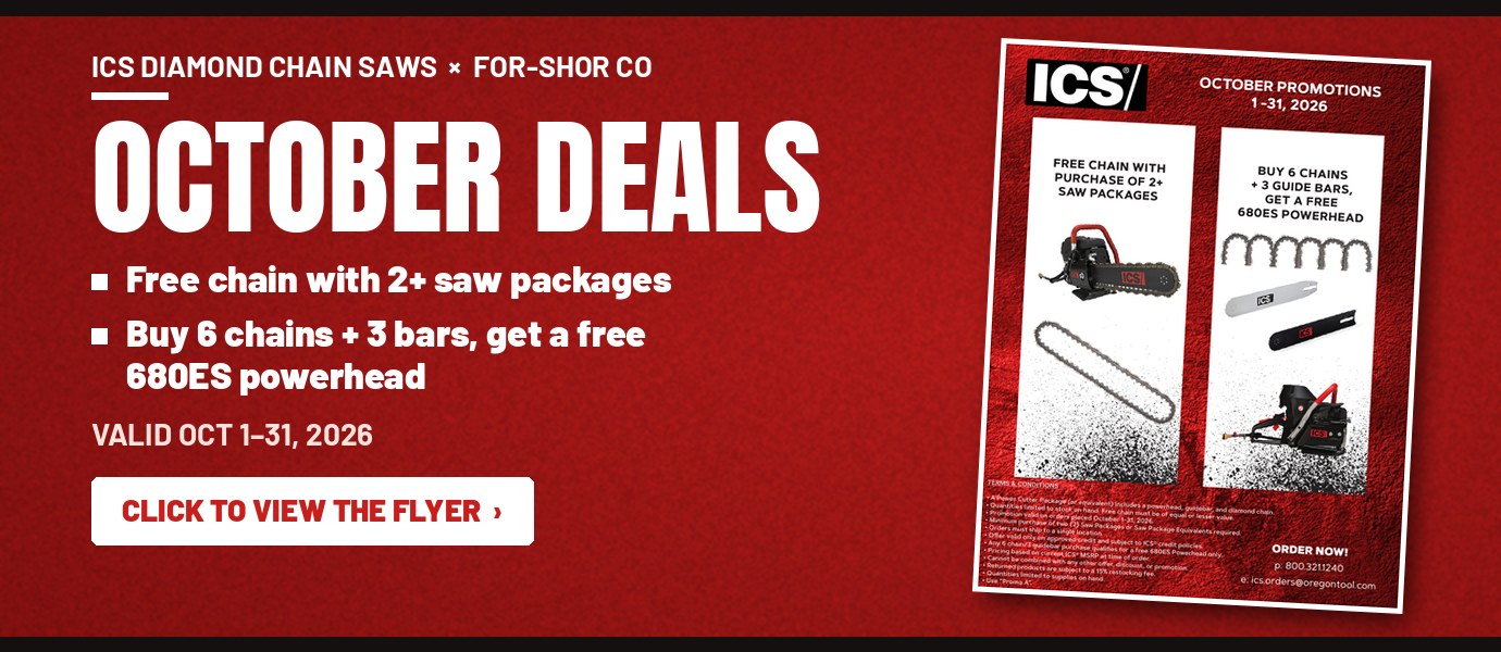 ICS October Deals - free chain with 2+ saw packages; buy 6 chains + 3 bars, get a free 680ES powerhead